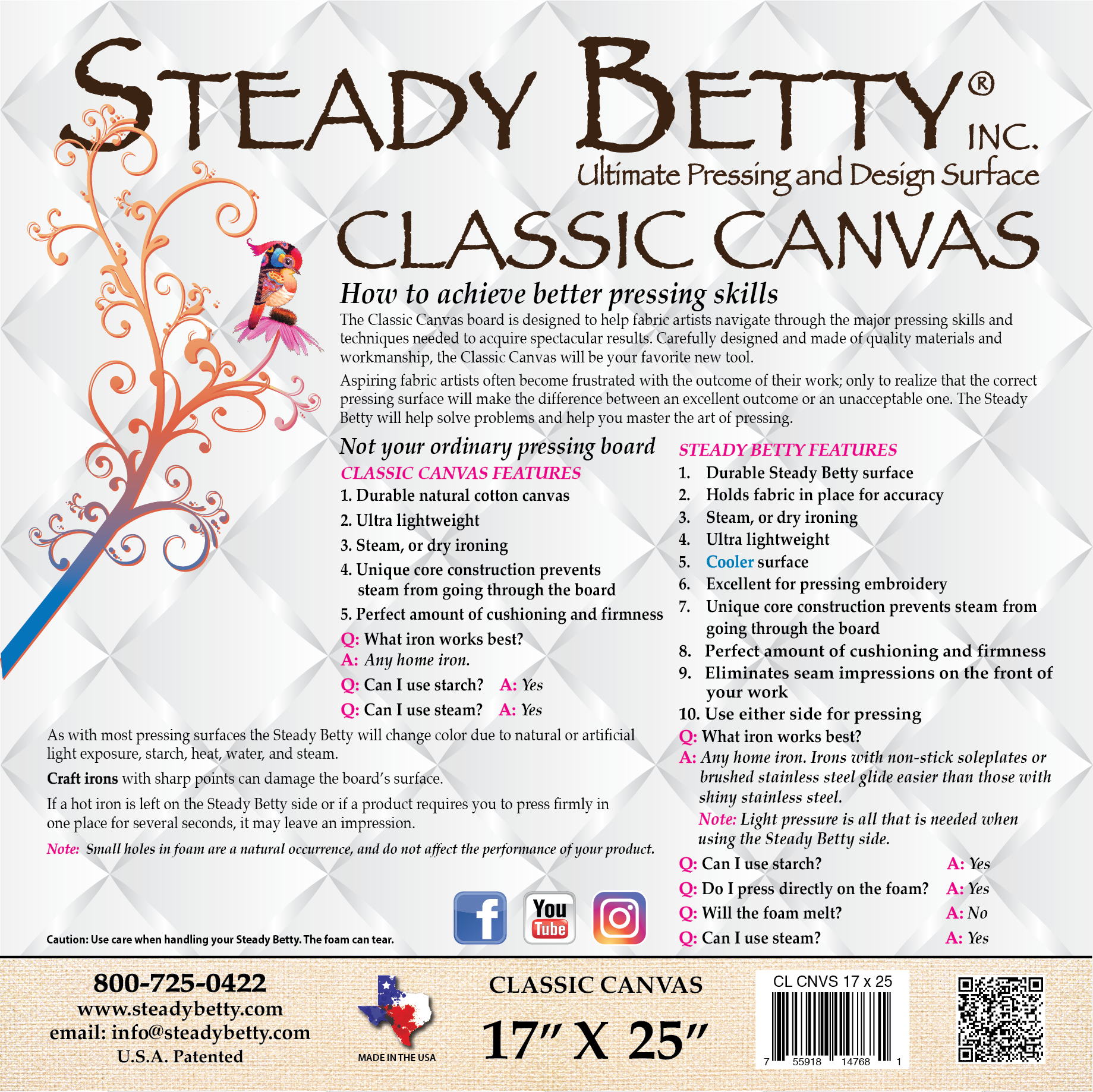 Steady Betty Superficie Pressante Per Cucito E Quilt - 15x24 Cm Grigio Multicolore